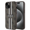 Guess 4G Printed Stripes Hard Case Back Cover hoesje met MagSafe voor Apple iPhone 15 - Bruin 0