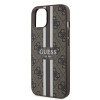 Guess 4G Printed Stripes Hard Case Back Cover hoesje met MagSafe voor Apple iPhone 15 - Bruin 4