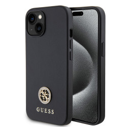 Guess 4G Strass Metal Logo Hard Case Back Cover hoesje voor Apple iPhone 15 - Zwart