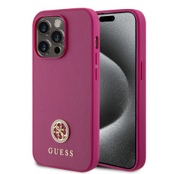 Guess 4G Strass Metal Logo Hard Case Back Cover hoesje voor Apple iPhone 15 Pro - Roze