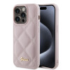 Guess Quilted Puffed Metal Logo Back Cover hoesje voor Apple iPhone 15 Pro Max - Roze 0