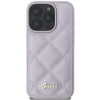 Guess Quilted Puffed Metal Logo Back Cover hoesje voor Apple iPhone 16 Pro - Paars 1