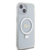 Guess Ring Stand Script Glitter Back Cover hoesje met MagSafe voor Apple iPhone 15 - Transparant 3