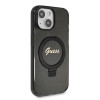 Guess Ring Stand Script Glitter Back Cover hoesje met MagSafe voor Apple iPhone 15 Plus - Zwart 3