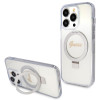 Guess Ring Stand Script Glitter Back Cover hoesje met MagSafe voor Apple iPhone 15 Pro Max - Transparant 0