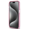 Guess Ring Stand Script Glitter Back Cover hoesje met MagSafe voor Apple iPhone 15 Pro Max - Roze 1