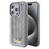 Guess Sequin Script Metal Back Cover hoesje voor Apple iPhone 15 Pro Max - Zilver 0