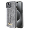 Guess Sequin Script Metal Back Cover hoesje voor Apple iPhone 15 - Zilver 0