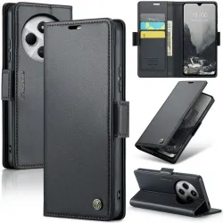 CASEME Litchi Texture Book Wallet Case hoesje voor Xiaomi Redmi 14C / Xiaomi Poco C75 - Zwart
