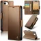 CASEME Litchi Texture Book Wallet Case hoesje voor Apple iPhone 17e/16e - Bruin