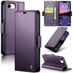 CASEME Litchi Texture Book Wallet Case hoesje voor Apple iPhone 17e/16e - Paars