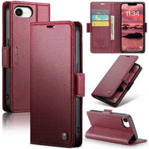 CASEME Litchi Texture Book Wallet Case hoesje voor Apple iPhone 17e/16e - Rood