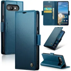 CASEME Litchi Texture Book Wallet Case hoesje voor Google Pixel 9a - Blauw