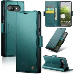 CASEME Litchi Texture Book Wallet Case hoesje voor Google Pixel 9a - Groen