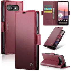 CASEME Litchi Texture Book Wallet Case hoesje voor Google Pixel 9a - Rood