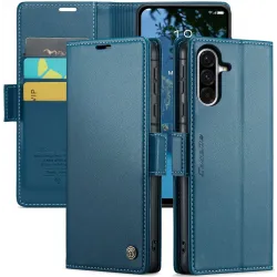 CASEME Litchi Texture Book Wallet Case hoesje voor Samsung Galaxy A36 - Blauw