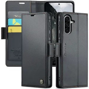 CASEME Litchi Texture Book Wallet Case hoesje voor Samsung Galaxy A36 - Zwart