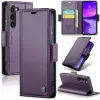 CASEME Litchi Texture Book Wallet Case hoesje voor Samsung Galaxy S25 - Paars