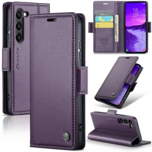 CASEME Litchi Texture Book Wallet Case hoesje voor Samsung Galaxy S25 - Paars
