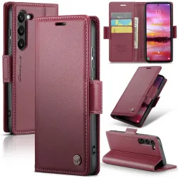 CASEME Litchi Texture Book Wallet Case hoesje voor Samsung Galaxy S25 - Rood