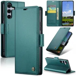CASEME Litchi Texture Book Wallet Case hoesje voor Samsung Galaxy S25 Plus - Groen
