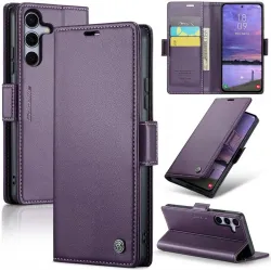 CASEME Litchi Texture Book Wallet Case hoesje voor Samsung Galaxy S25 Plus - Paars
