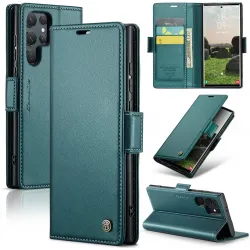 CASEME Litchi Texture Book Wallet Case hoesje voor Samsung Galaxy S25 Ultra - Groen
