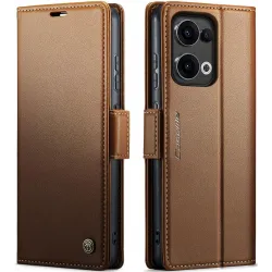 CASEME Litchi Texture Book Wallet Case hoesje voor Oppo Reno13 - Bruin