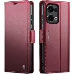 CASEME Litchi Texture Book Wallet Case hoesje voor Oppo Reno13 - Rood