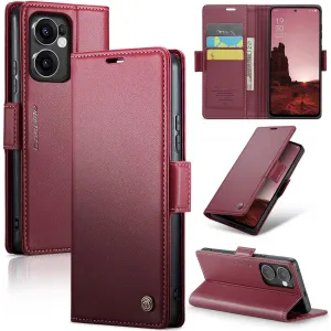 CASEME Litchi Texture Book Wallet Case hoesje voor Oppo Reno13 F 4G/5G / Reno13 FS 5G - Rood