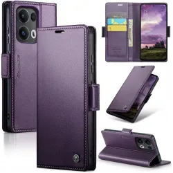CASEME Litchi Texture Book Wallet Case hoesje voor Oppo Reno13 Pro - Paars
