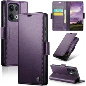 CASEME Litchi Texture Book Wallet Case hoesje voor Oppo Reno13 Pro - Paars