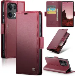 CASEME Litchi Texture Book Wallet Case hoesje voor Oppo Reno13 Pro - Rood