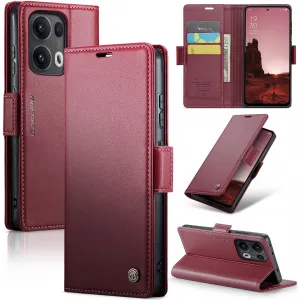 CASEME Litchi Texture Book Wallet Case hoesje voor Oppo Reno13 Pro - Rood