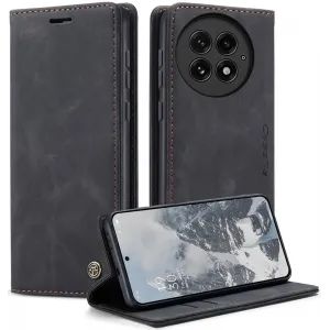 CASEME Retro Texture Book Wallet Case hoesje voor OnePlus 13 - Zwart