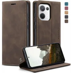 CASEME Retro Texture Book Wallet Case hoesje voor Oppo Reno13 - Donkerbruin