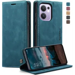 CASEME Retro Texture Book Wallet Case hoesje voor Oppo Reno13 F 4G/5G / Reno13 FS 5G - Blauw