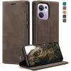 CASEME Retro Texture Book Wallet Case hoesje voor Oppo Reno13 F 4G/5G / Reno13 FS 5G - Donkerbruin