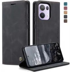 CASEME Retro Texture Book Wallet Case hoesje voor Oppo Reno13 Pro - Zwart