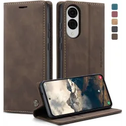 CASEME Retro Texture Book Wallet Case hoesje voor Samsung Galaxy S25 Edge - Donkerbruin