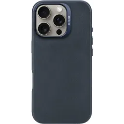 Decoded Echt Leren Back Cover hoesje voor Apple iPhone 16 Pro - Navy