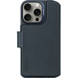 Decoded Echt Leren 2-in-1 Book Wallet Case hoesje voor Apple iPhone 16 Pro - Navy