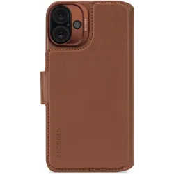Decoded Echt Leren 2-in-1 Book Wallet Case hoesje voor Apple iPhone 16 Plus - Tan