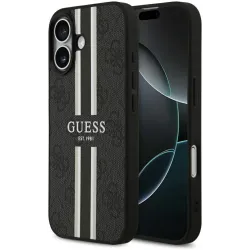 Guess 4G Printed Stripes Hard Case Back Cover hoesje met MagSafe voor Apple iPhone 17 - Zwart