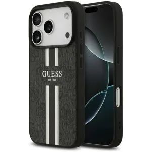 Guess 4G Printed Stripes Hard Case Back Cover hoesje met MagSafe voor Apple iPhone 17 Pro - Zwart