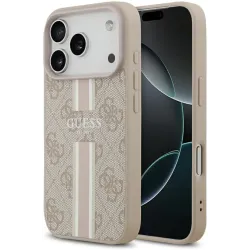 Guess 4G Printed Stripes Hard Case Back Cover hoesje met MagSafe voor Apple iPhone 17 Pro - Roze