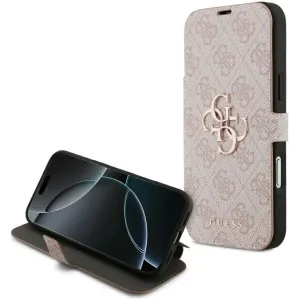 Guess 4G Big Metal Logo Book Wallet Case hoesje voor Apple iPhone 17 Pro Max - Roze