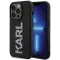 Karl Lagerfeld 3D Rubber Glitter Logo Back Cover hoesje voor Apple iPhone 15 Pro - Zwart