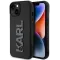 Karl Lagerfeld 3D Rubber Glitter Logo Back Cover hoesje voor Apple iPhone 15 - Zwart
