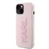 Karl Lagerfeld 3D Rubber Glitter Logo Back Cover hoesje voor Apple iPhone 15 - Roze 1